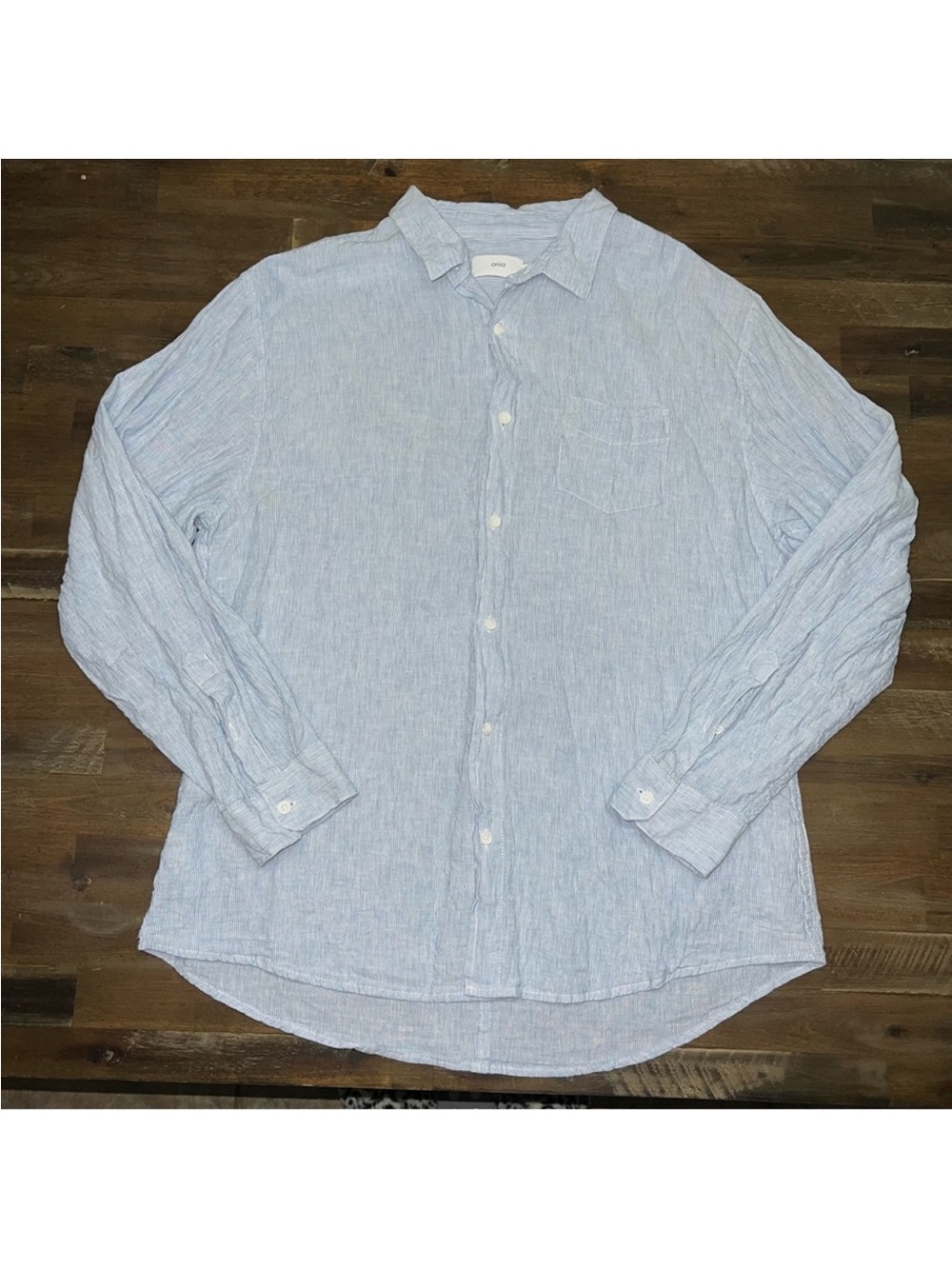 Onia Abe men’s long sleeve linen / cotton button down dress shirt EUC